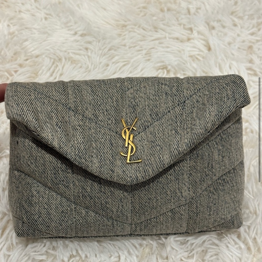 YSL denim azur clutch